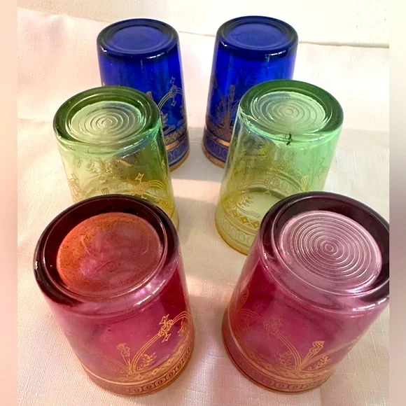 🌈✨ Set of 6 Moroccan Tea Glasses – Colorful, Gilded, & Ready to Party! 💃🍵🌿🌸 - Picture 8 of 16